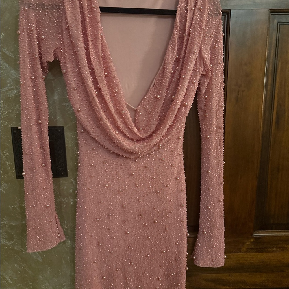 Elegant Pink Beaded Dress